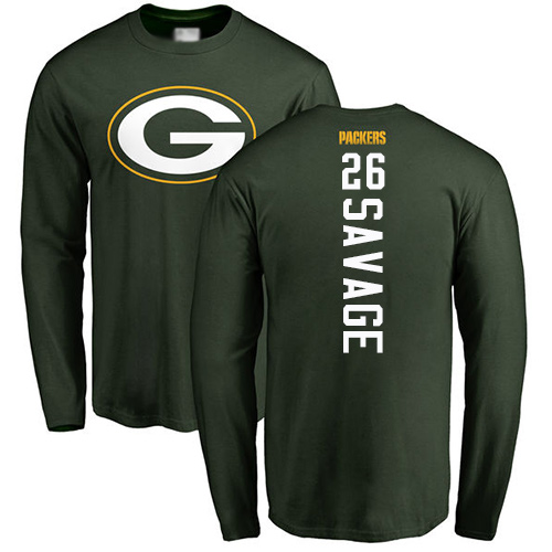 Men Green Bay Packers Green #26 Savage Darnell Backer Nike NFL Long Sleeve T Shirt